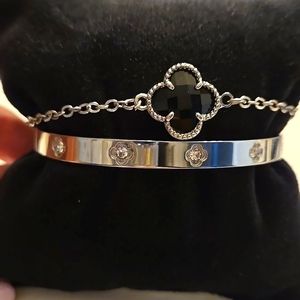 Camelia Cuff Bracelet Set W/ Braided Open Cuff Layering Bracelets